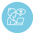 Person speaking at laptop