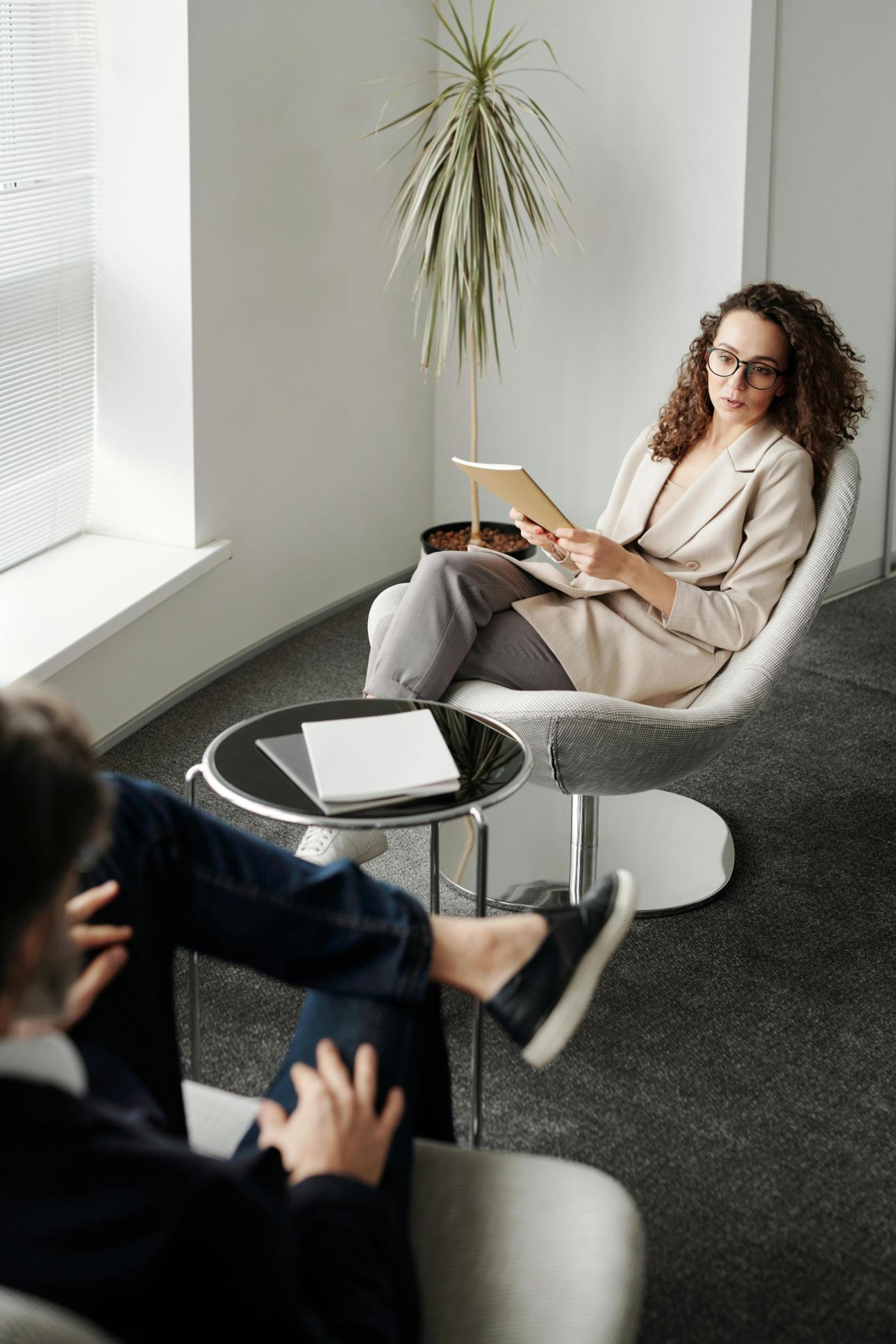 Woman reading in comfortable setting